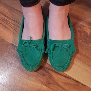 Emerald Green Suede Mocassins